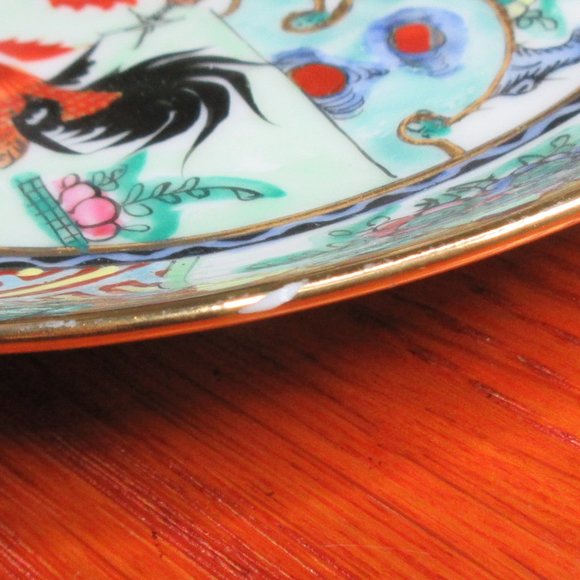 Antique Porcelain Tea Trio Rooster Pattern - Picture 9 of 9